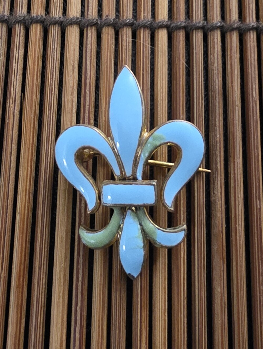 Gold Filled Enamel Fleur De Lis Brooch,Pendant (Antique)